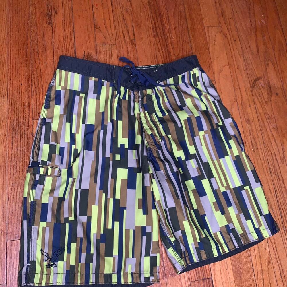 American Eagle Color Block Men Surfer Trunks Small
